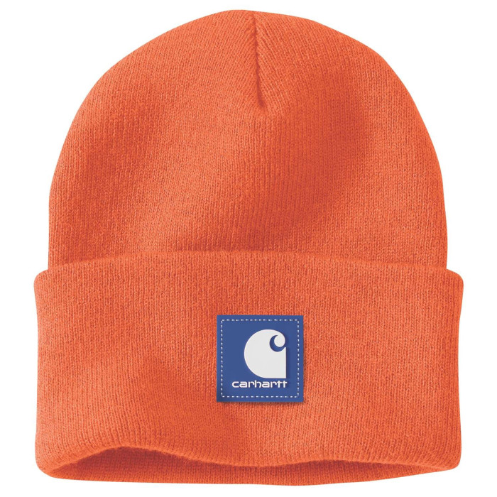 Carhartt 106920 Rubber Patch Watch Cap Beanie (Brite Orange)