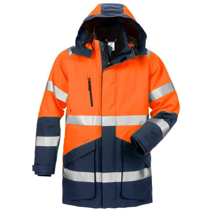 Fristads High Vis Gore Tex Parka CL 3 4989 GXB Hi Vis Orange Navy