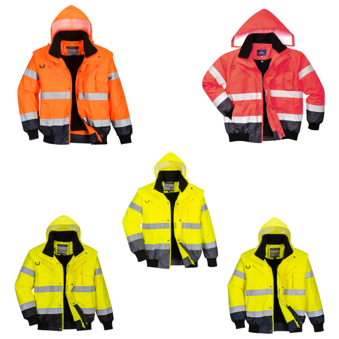 Portwest C465 Hi Vis Contrast Bomber Jacket | High Visibility Jackets ...