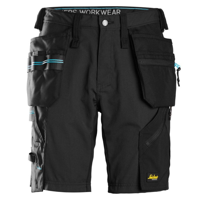 Snickers 6110 LiteWork 37.5 Work Shorts with Holster Pockets Black Snickers Workwear Work Shorts