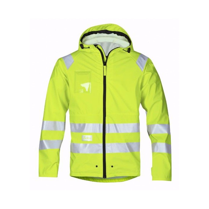 Snickers 8233 High Vis PU Rain Jacket Class 3 High Vis Yellow