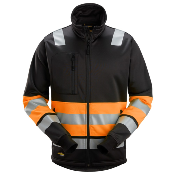 Snickers 8034 High Vis Class 1 Full Zip Jacket Black Hi Vis Orange