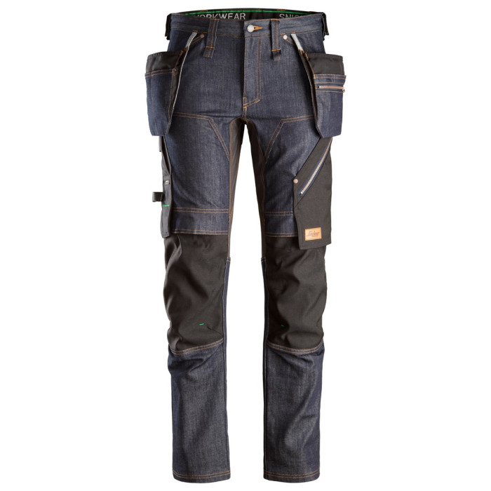 Snickers 6955 FlexiWork Denim Work Trousers+ Holster Pockets (Denim/Black)