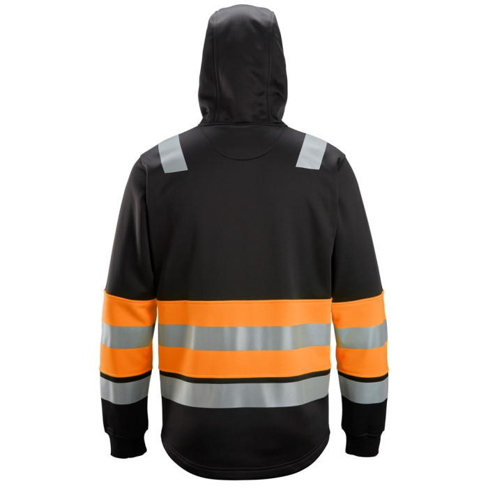 Snickers 8038 High Vis Class 1 Full Zip Hoodie Black Hi Viz Orange