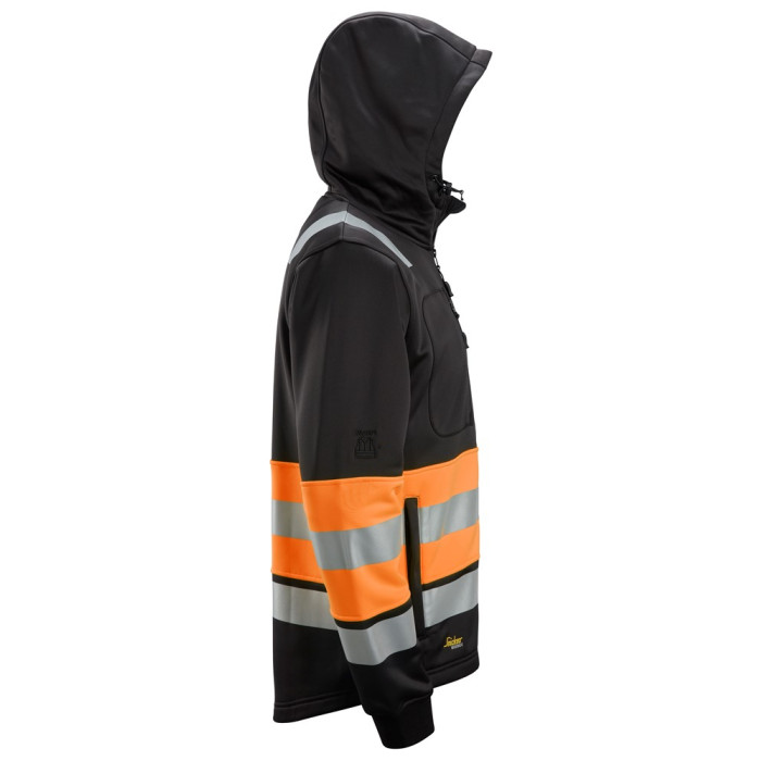 Snickers 8038 High-Vis Class 1 Full Zip Hoodie Black / Hi Viz Orange