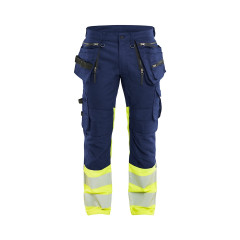 Blaklader 1130 Hi-Vis Stretch Trousers with Holster Pockets - Navy Blue/Hi-Vis Yellow