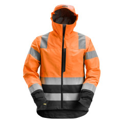 Snickers 1330 AllroundWork High-Vis Waterproof Shell Jacket - Class 3 (Hi-Vis Orange/Black)