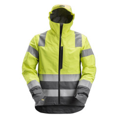 Snickers 1330 AllroundWork High-Vis Waterproof Shell Jacket Class 3 (Hi Vis Yellow / Steel Grey)