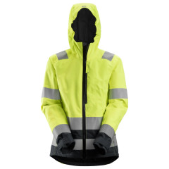 Snickers 1347 AllroundWork Women's High-Vis Waterproof Shell Jacket - Class 2/3 (Hi-Vis Yellow/Black)