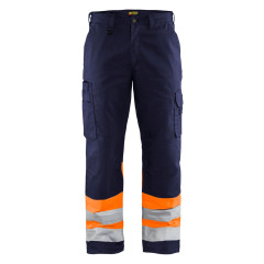 Blaklader 1564 High Visibility Trouser - Water Repellent (Navy Blue/Orange)
