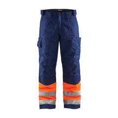 Blaklader 1862 Winter Trouser High Vis - Quilt Lined, Water Repellent (Orange/Navy Blue)
