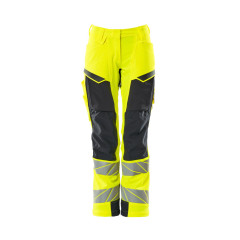 MASCOT 19078 Accelerate Safe Trousers With Kneepad Pockets - Womens - Hi-Vis Yellow/Dark Navy