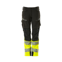 MASCOT 19178 Accelerate Safe Trousers With Kneepad Pockets - Womens - Black/Hi-Vis Yellow