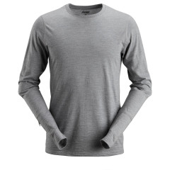 Snickers 2427 AllroundWork Merino Wool Long Sleeve T-Shirt (Grey Melange)