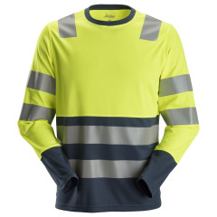 Snickers 2433 AllroundWork Hi-Vis Long Sleeve T-Shirt Class 2 (Hi-Vis Yellow/Navy)