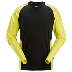 Snickers 2450 Two-Coloured Long Sleeve T-Shirt (Black/Neon Yellow)