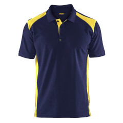 Blaklader 3324 Pique 2 Colour Polo Shirt (Navy Blue/Hi-Vis Yellow)