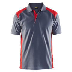 Blaklader 3324 Pique 2 Colour Polo Shirt (Grey/Red)