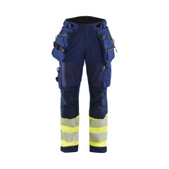 Blaklader 7114 Women's Softshell Hi-Vis Trousers - Navy Blue/Hi-Vis Yellow
