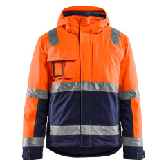 Blaklader 4870 High Vis Winter Jacket - Waterproof, Quilt Lined, Rail Spec (Orange/Navy Blue)