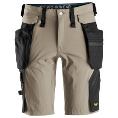 Snickers 6108 LiteWork Shorts with Detachable Holster Pockets (Khaki/Black)