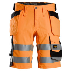 Snickers 6135 Hi-Vis Stretch Shorts with Holster Pockets Class 1 (Hi-Vis Orange/Black)