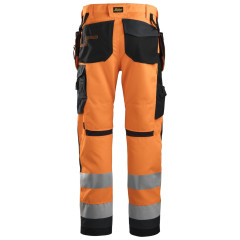 Snickers 6230 AllroundWork Hi Vis Work Trousers+ Holster Pockets Class 2 (Hi Vis Orange/Steel Grey)