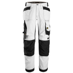 Snickers 6251 AllroundWork Stretch Loose Fit Trousers+ with Holster Pockets (White/Black)