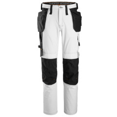 Snickers 6271 AllroundWork Stretch Trousers with Holster Pockets (White/Black)