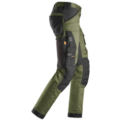 Snickers 6341 AllroundWork Stretch Work Trousers without Holster Pockets (Khaki Green / Black)