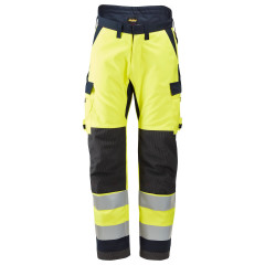 Snickers 6663 ProtecWork Insulated Trousers Hi-Vis Class 2 | Flame Retardant (Yellow/Navy)