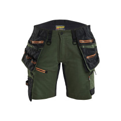 Blaklader 7175 STRIKER Women's Craftsman Shorts with Stretch - Forest Green/Rust