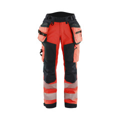 Blaklader 7118 Women's Softshell Hi-Vis Trousers - Red Hi-Vis/Black