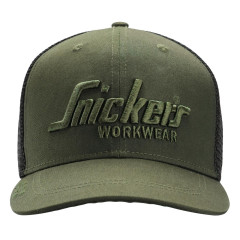 Snickers 9001 Trucker Snap-Back Cap (Khaki Green/Black)