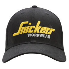 Snickers 9002 Flexible Cap with Logo (Black/Black)