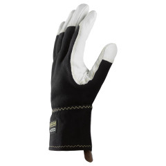 Snickers 9360 ProtecWork Vest Glove, Goatskin | Flame Retardant (White/Black)