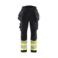 Blaklader 7114 Women's Softshell Hi-Vis Trousers - Black/Hi-Vis Yellow