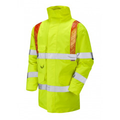Leo Workwear PUTFORD ISO 20471 Class 3 Orange Brace Anorak - Hi Vis Yellow