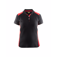 Blaklader 3390 Ladies Two Tone Pique Polo Shirt (Black/Red)