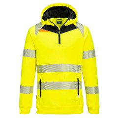Portwest DX482 DX4 Hi-Vis 1/4 Zip Hoodie - (Yellow/Black)