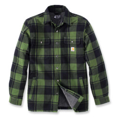 Carhartt 105939 Flannel Sherpa-Lined Shirt Jacket - Chive Green Check