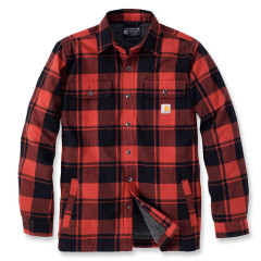 Carhartt 105939 Flannel Sherpa-Lined Shirt Jacket - Red Ochre Check