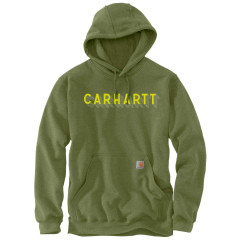 Carhartt 105944 Rain Defender Logo Graphic Hoodie - Chive Heather Green