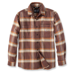 Carhartt 105945 Flannel Long Sleeve Plaid Shirt - Chestnut Brown Check