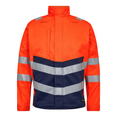 Engel Safety+ Flame Retardant Work Jacket (1321-188) - Hi-Vis Orange/Blue Ink