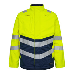 Engel Safety+ Flame Retardant Softshell Jacket (1324-185) - Hi-Vis Yellow/Blue Ink