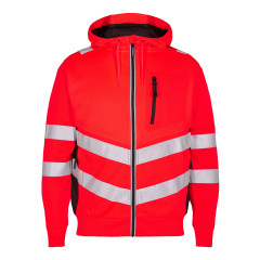 Engel Safety Zip Up Hoodie (8025-241) - Hi-Vis Red/Black