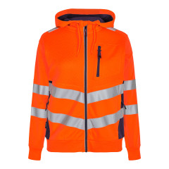 Engel Safety Women's Zip Up Hoodie (8027-241) - Hi-Vis Orange/Blue Ink