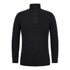 Engel Extend Knitted Zip Neck Sweater (8110-333) - Dark Grey Melange