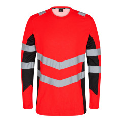 Engel Safety Long-Sleeved T-Shirt (9545-182) - Hi-Vis Red/Black